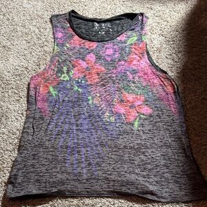 Decree Women's Floral Muscle Tee - Gray and Pink